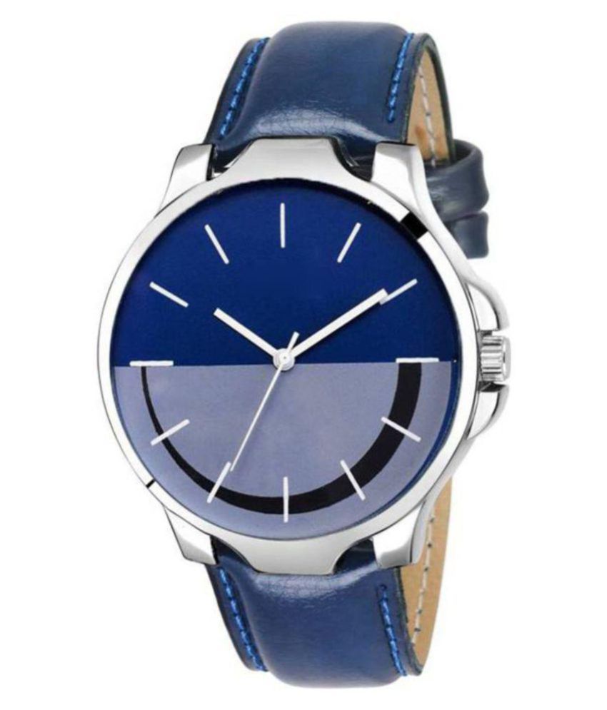men fashion ex306 blue leather analog men's watch