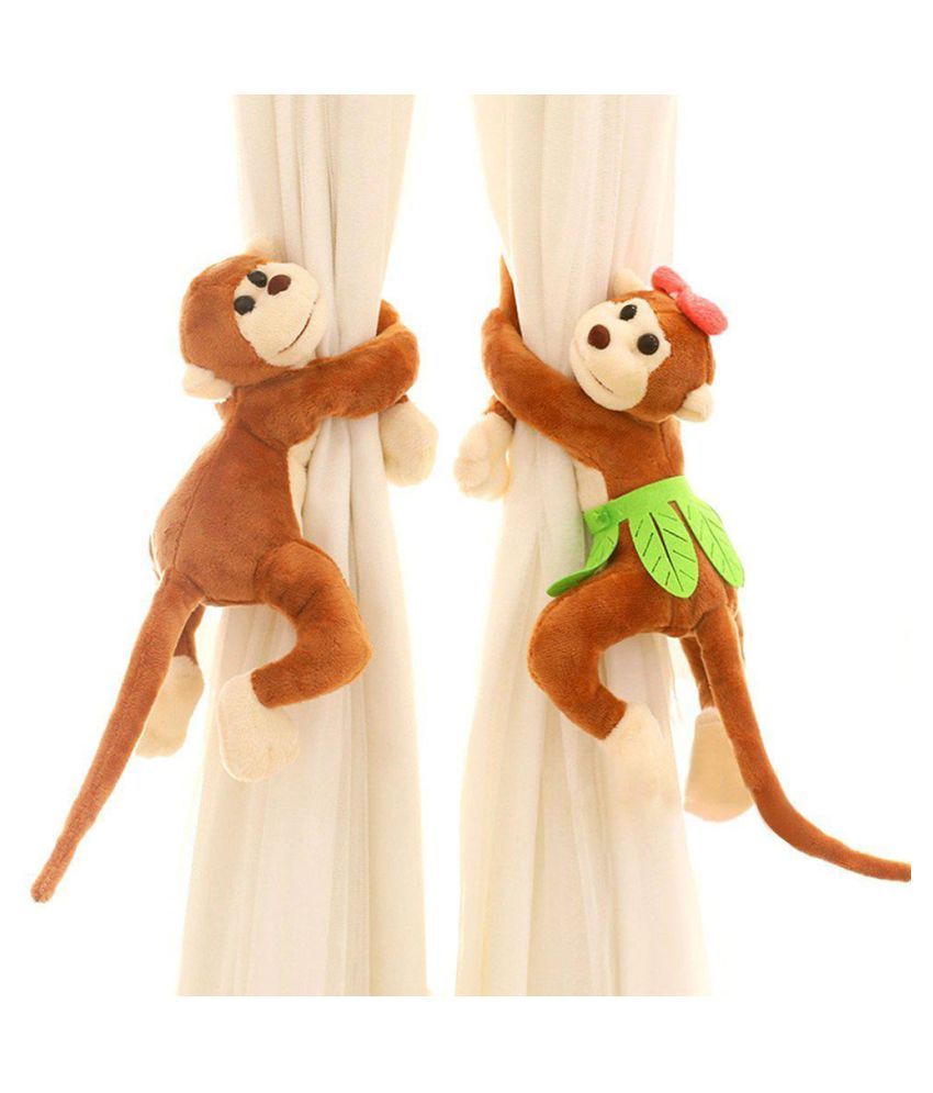 1pair Cute Stuffed Monkey Shape Window Drapes Curtain Tiebacks