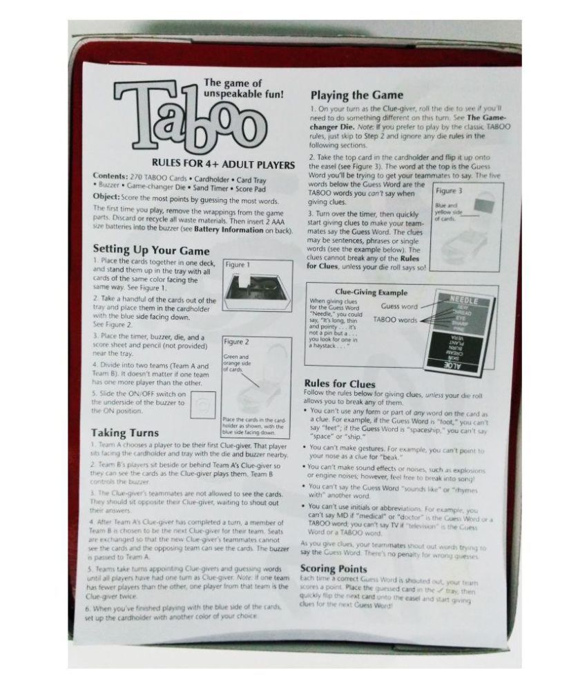 Combo Set Of PICTIONARY & TABOO Board Game Set for children - Buy Combo Set  Of PICTIONARY & TABOO Board Game Set for children Online at Low Price -  Snapdeal
