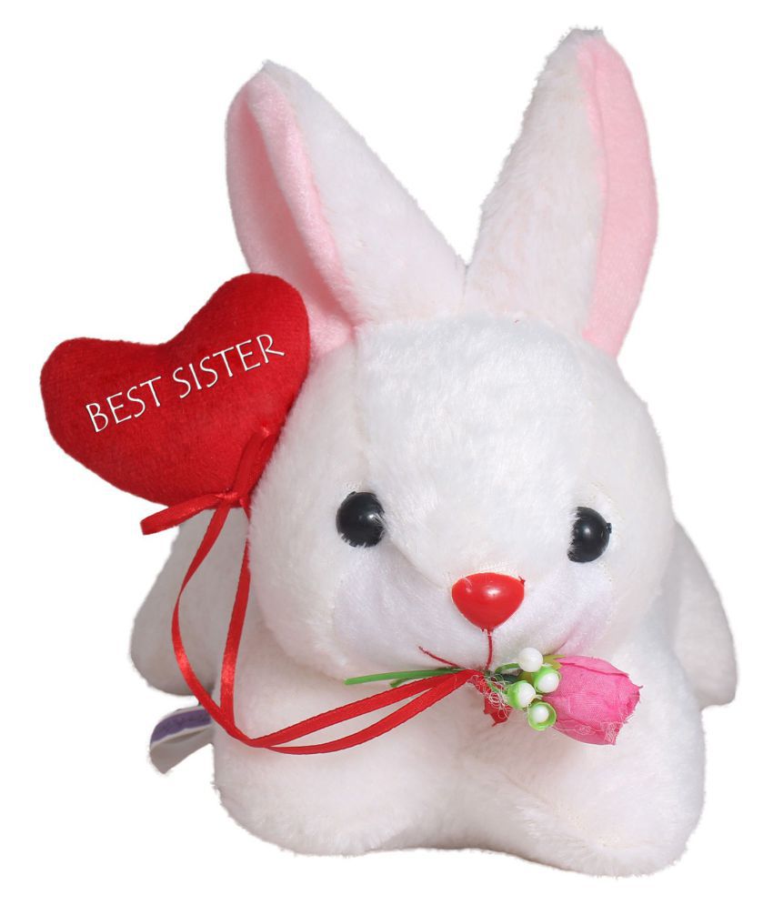     			Tickles Rabbit with Best Sister Heart Soft Stuffed Plush Animal for Sister (Color:White & Red Size: 26 cm)
