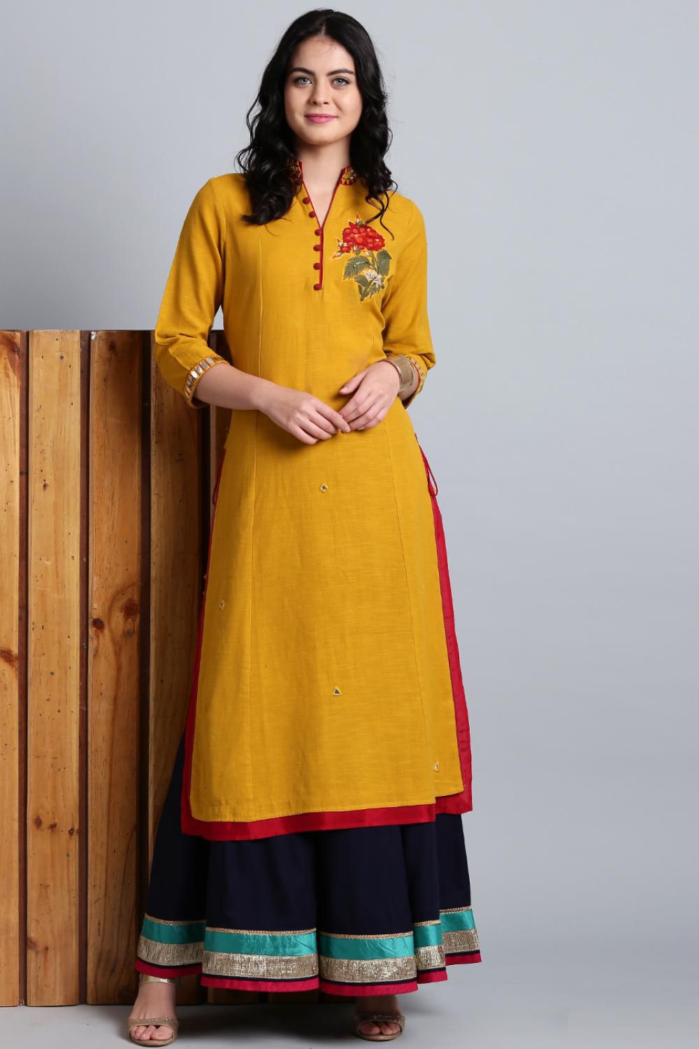 Lakshita Yellow Cotton Straight Kurti - Buy Lakshita Yellow Cotton ...