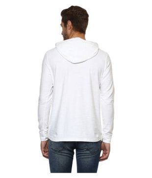 mufti white slim fit hooded shirt
