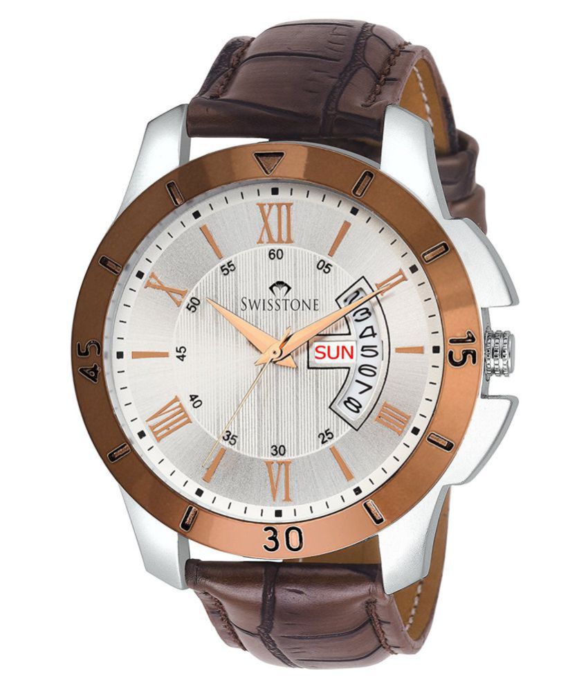     			Swisstone - Brown Leather Analog Men's Watch