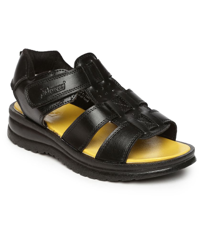 Paragon Black Synthetic Leather Sandals 