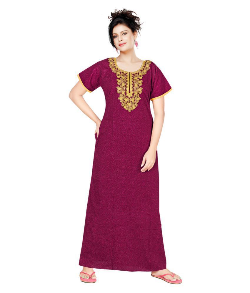 Buy Satyam Nighties Cotton Nighty  Night  Gowns Pink 