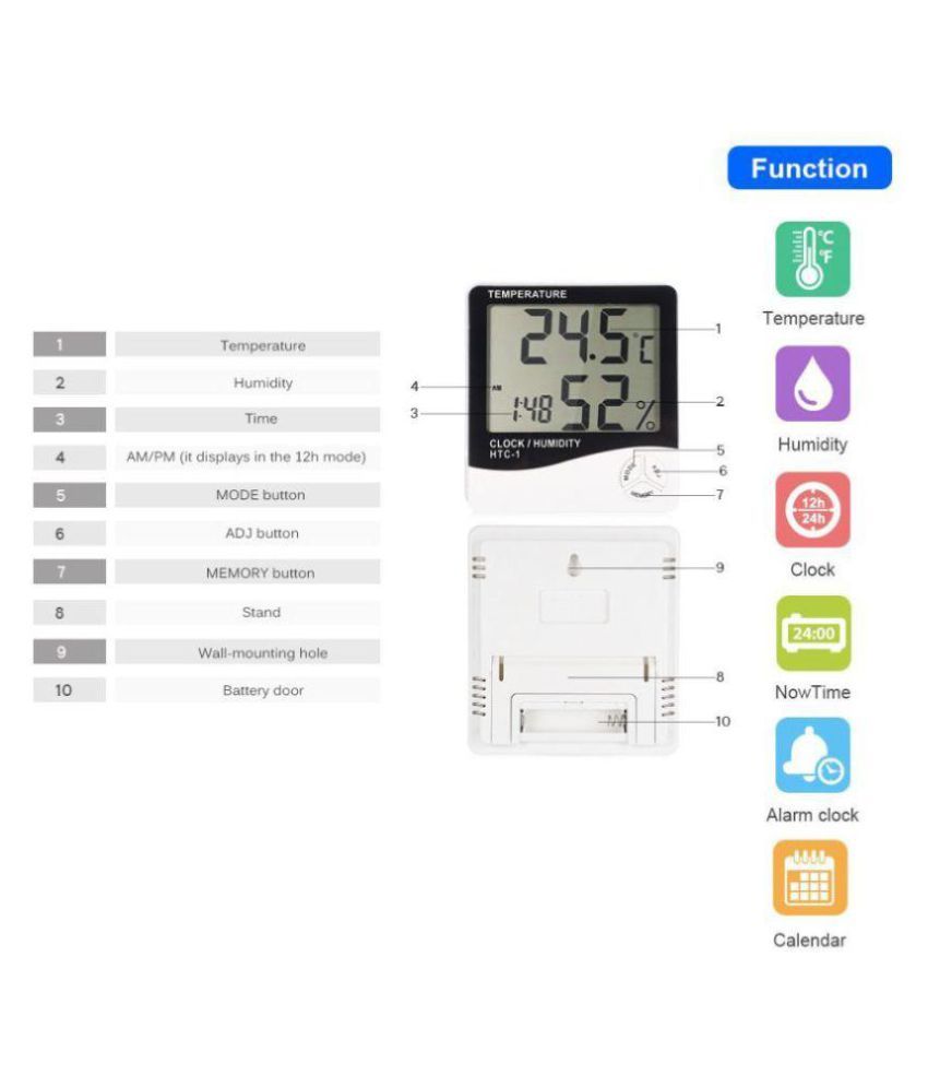 Digital Thermometer LCD Hygrometer HTC-1 Digital Humidity Moisture