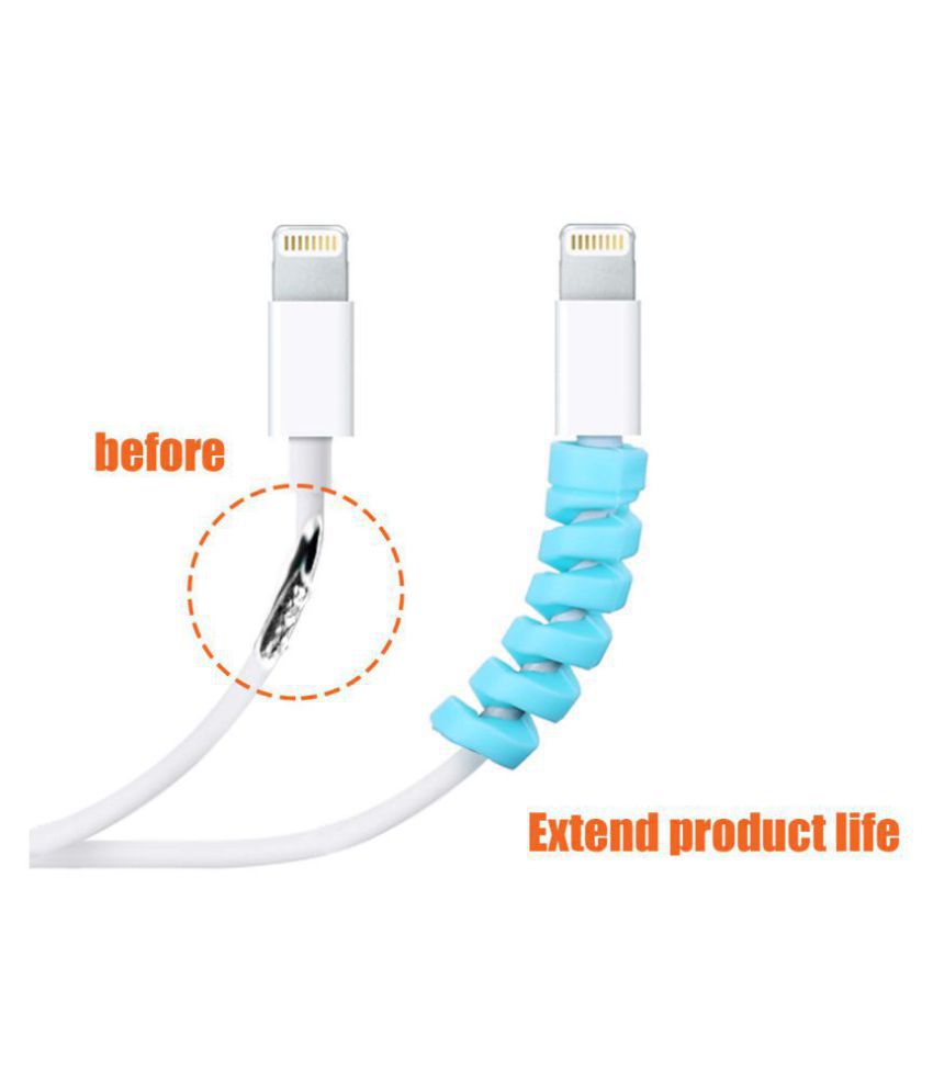 Grey Blue FineGood Silicone Flexible Cable Wire Protector for Mouse Cable Cellphone Charging Cable Pink Yellow Green Black 24 Pcs Cable Savers with Cable Clip & Cable Ties