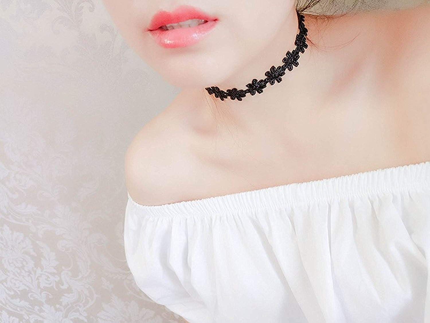 Romp Fashion Black Choker Necklace set 