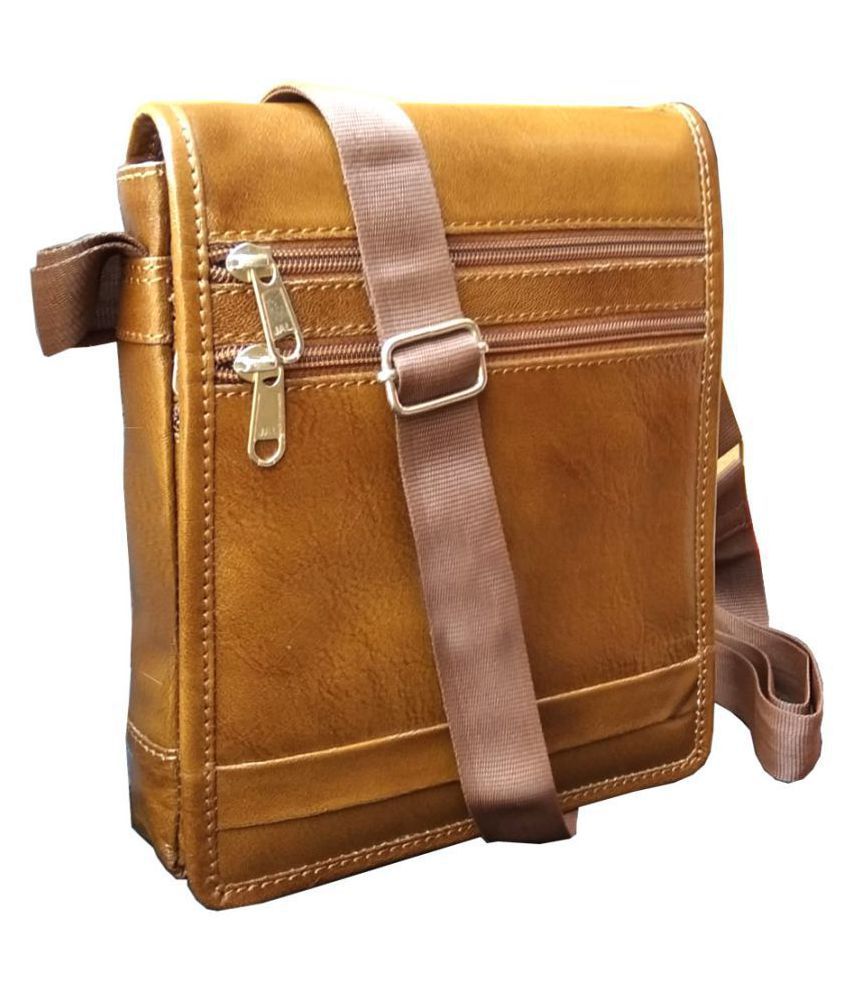 ABYS Shoulder Bag Tan Leather Office Bag - Buy ABYS Shoulder Bag Tan ...