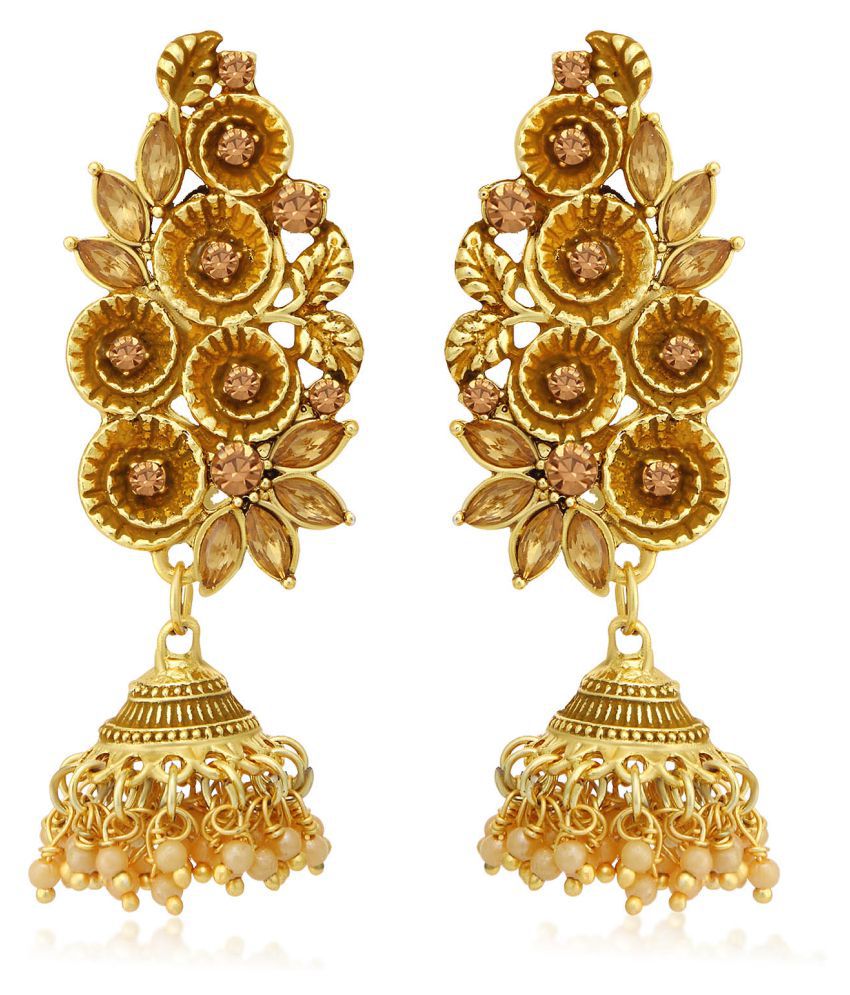     			Sukkhi Glitzy LCT Gold Plated Floral Jhumki Earring For Women