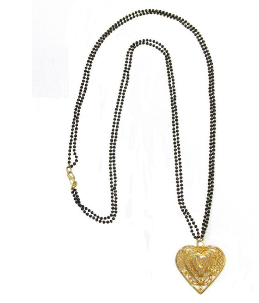Golden Heart Shape Pendant Mangalsutra Necklace Buy Golden Heart Shape