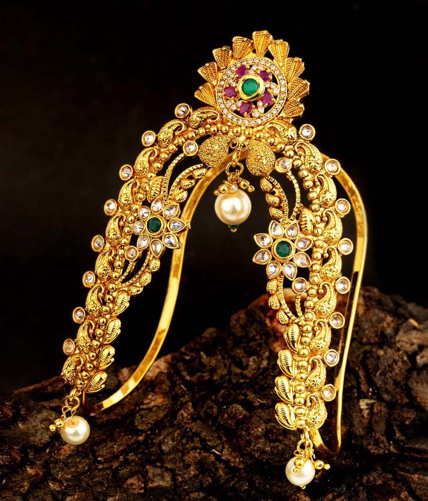 Voylla Floral Yellow Gold Plated Armlet Buy Voylla Floral Yellow Gold