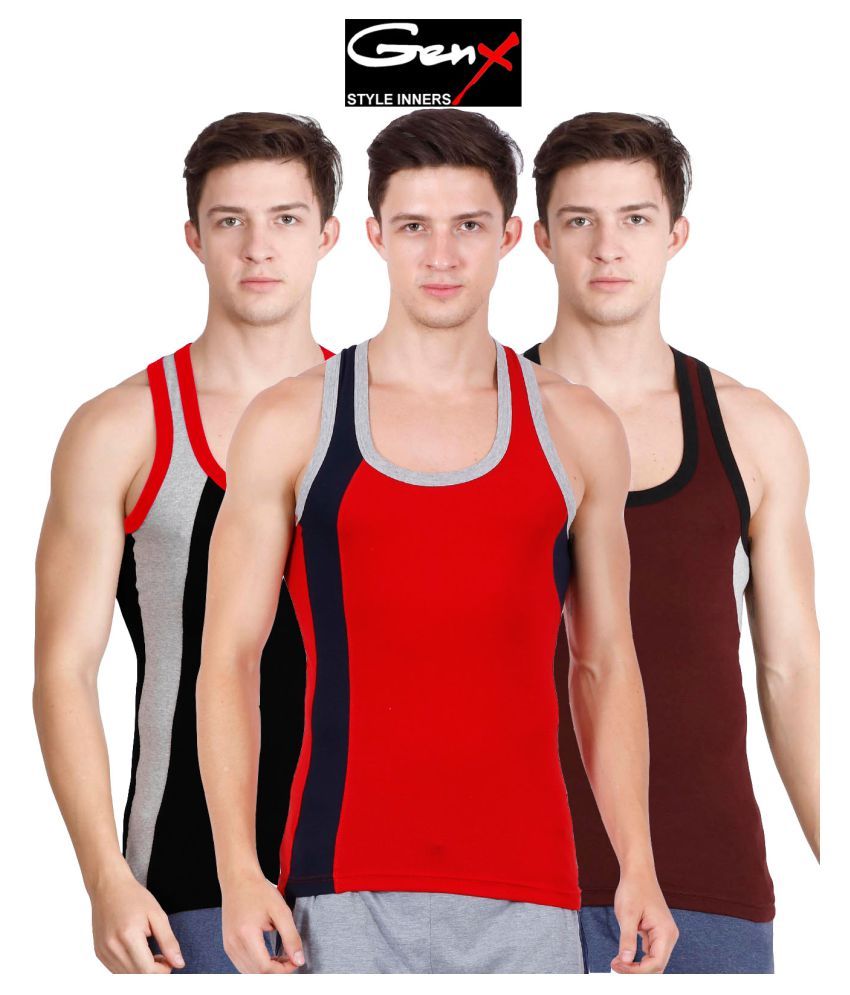     			Genx Multi Sleeveless Vests Pack of 3