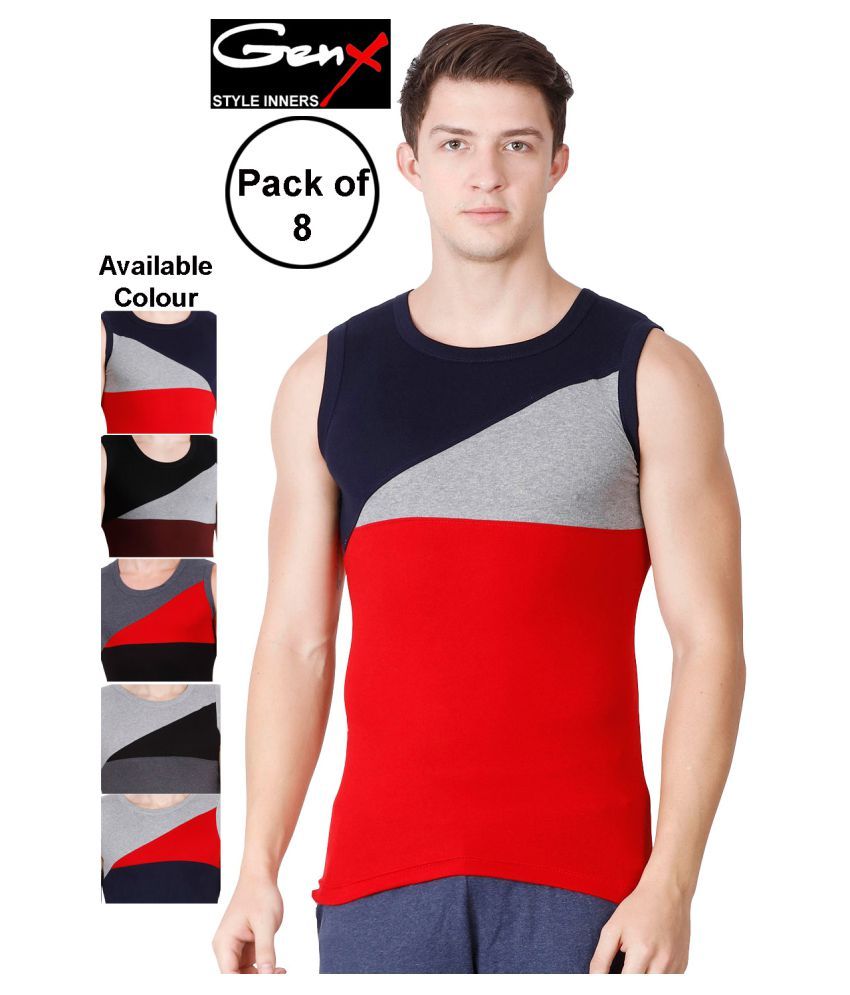     			Genx Multi Sleeveless Vests Pack of 8