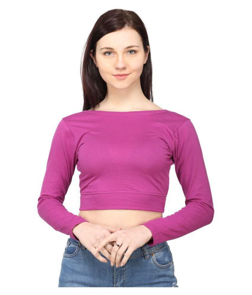     			Ess Emm Clothing Cotton Lycra Crop Tops - Purple