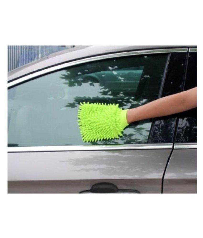 RSN (2PC) Microfibre Wash and Dust Chenille Mitt Cleaning Gloves Single