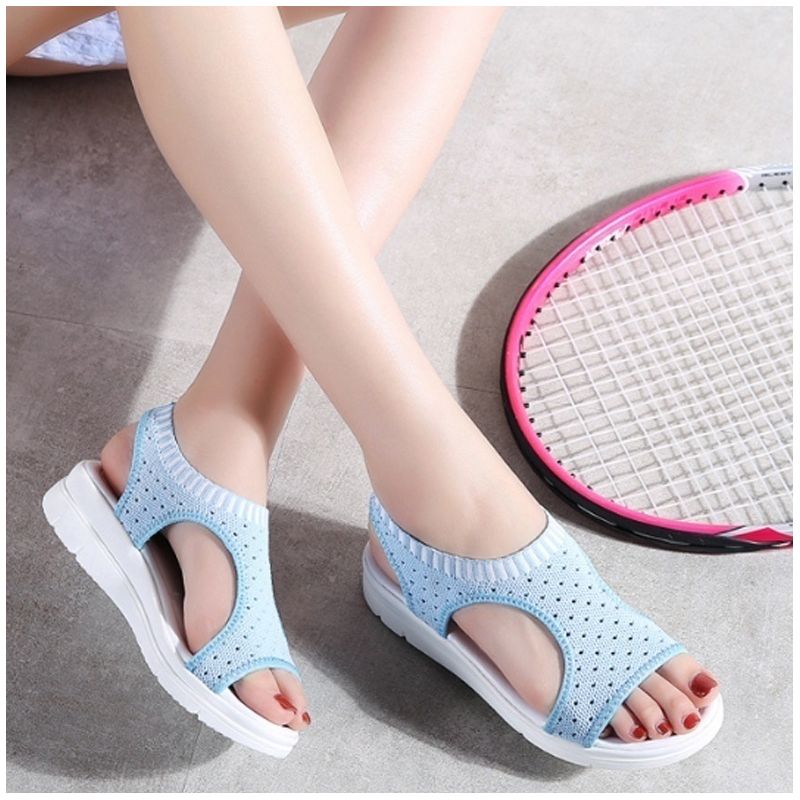 COLOGO Casual Sandals High Rise Buckle Flat Wild Breathable Shoes Women ...