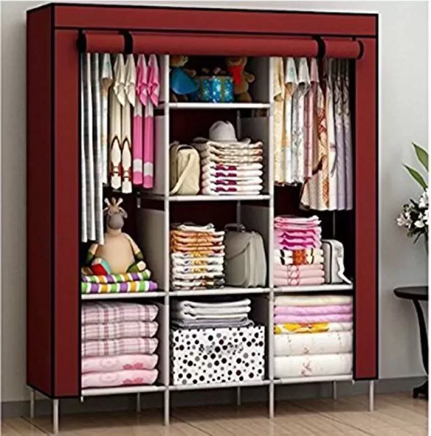 Multipurpose Collapsible and portable triple door Foldable Wardrobe/Cloth  Stand/ Cloth Rack / Foldable Almirah/ Cupboard (Color As Per Stock  Available): Buy Multipurpose Collapsible and portable triple door Foldable  Wardrobe/Cloth Stand/ Cloth Rack /