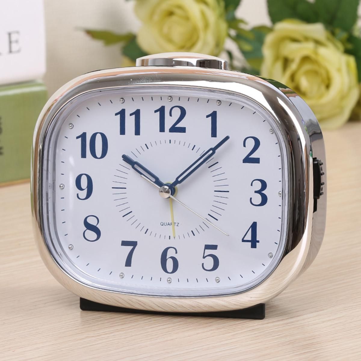 New Alarm Clock Silent Sweep Snooze Night Light Bedside Bedroom Music