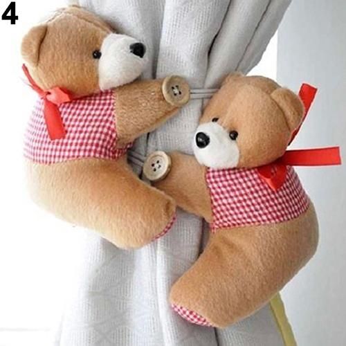 1pair Lovely Furry Bear Children Bedroom Window Curtain Tiebacks