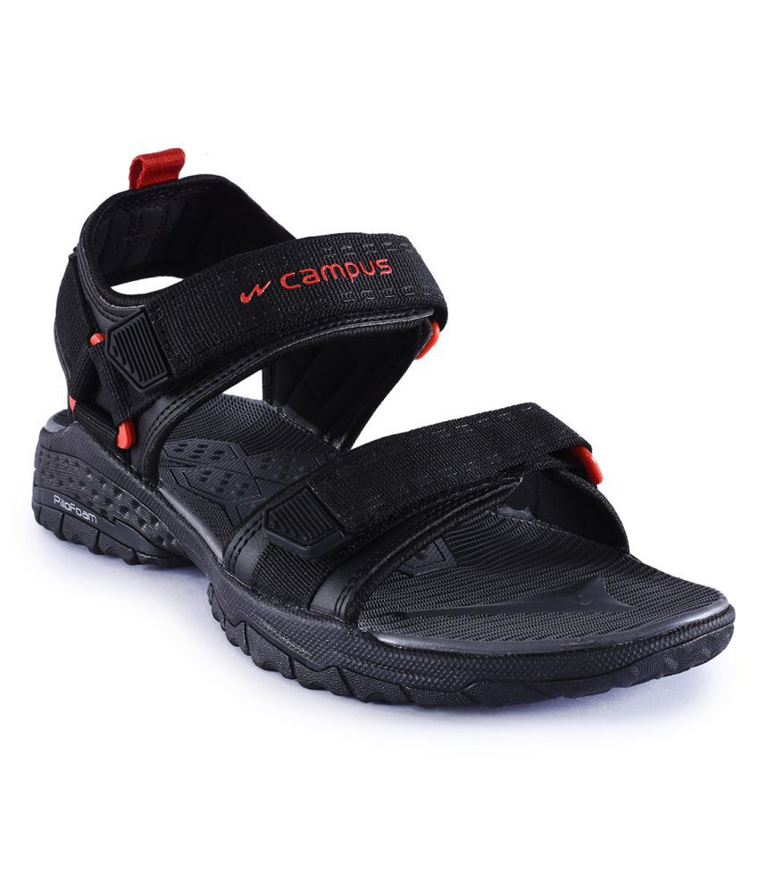 Campus Black Synthetic Leather Sandals - Buy Campus Black Synthetic ...