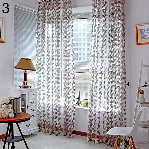 Leaf Print Window Door Room Panel Shade Curtain Drape Blind