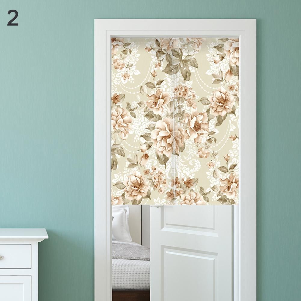 Noren Japanese Style Room Divider Floral Print Doorway Curtain with