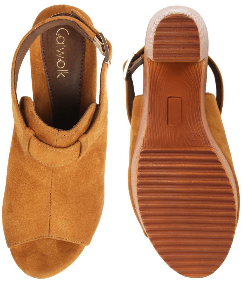 tan block heel pumps