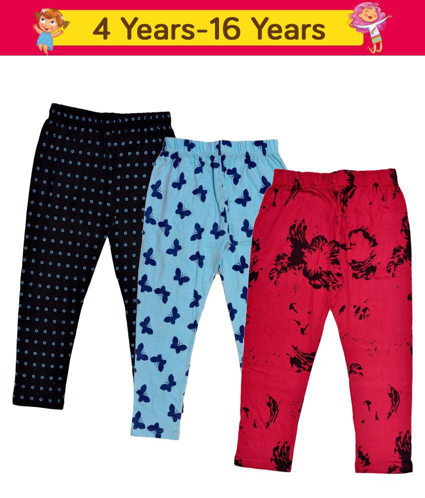 Buy IndiWeaves Girls Cotton Printed Regular Fit Capri 3/4th Pants {Pack of  2} Online - Get 55% Off