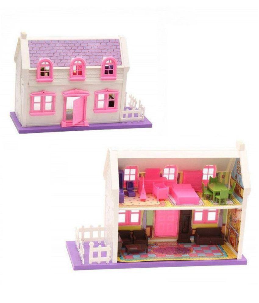 Samaaya Plastic Doll House, Multicolor (Set of 24 Pieces