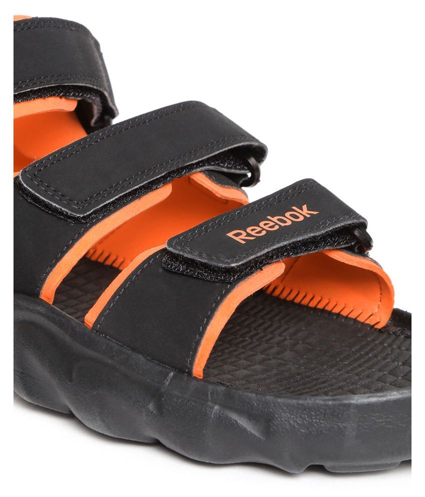 reebok black floater sandals