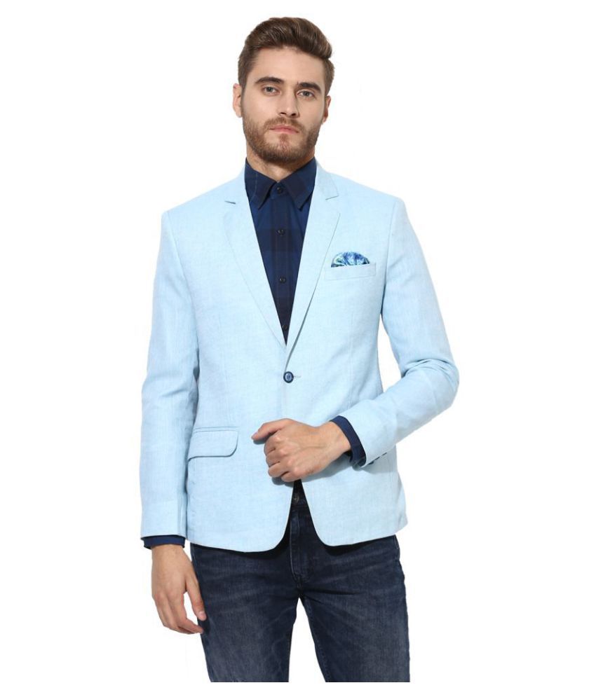     			Hangup - Blue Linen Regular Fit Men's Blazer ( Pack of 1 )