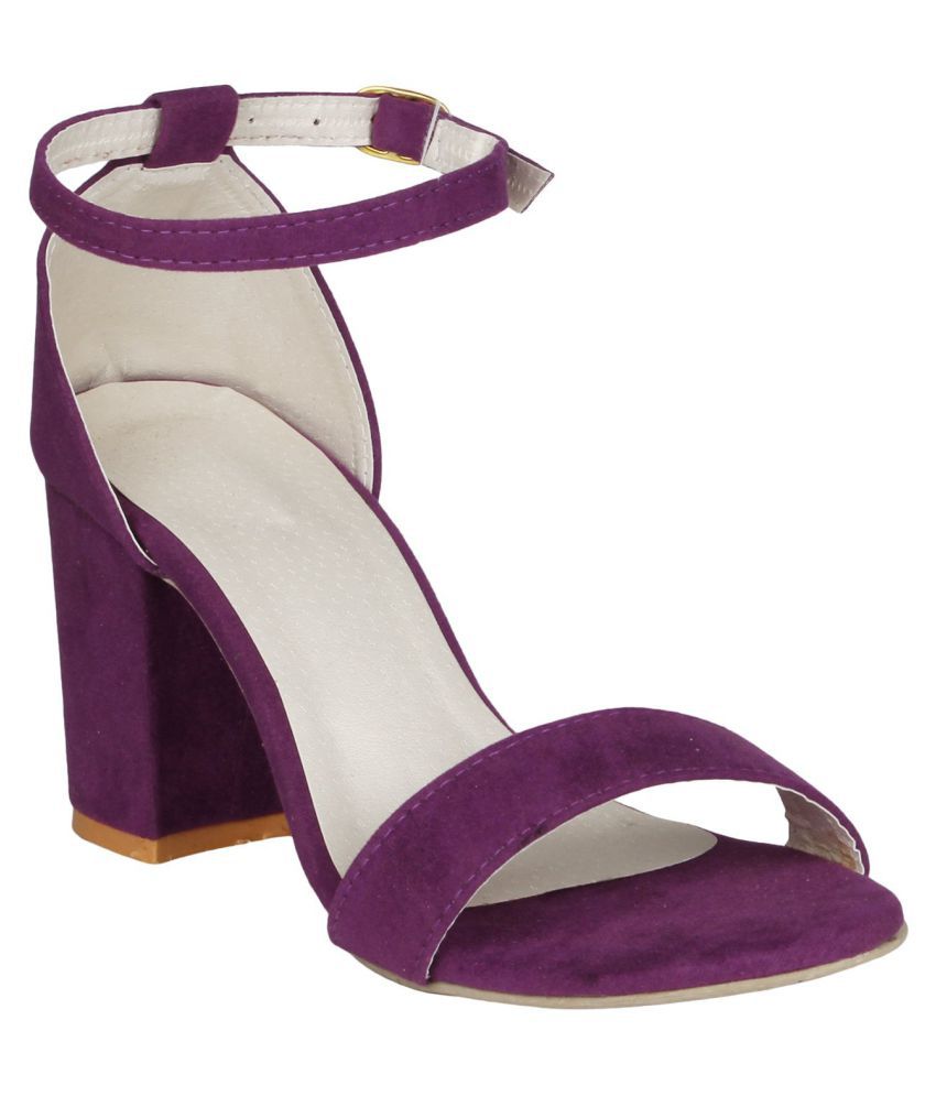 SHOFIEE Purple Block Heels Ankle Strap Trendy sandal Price in India ...