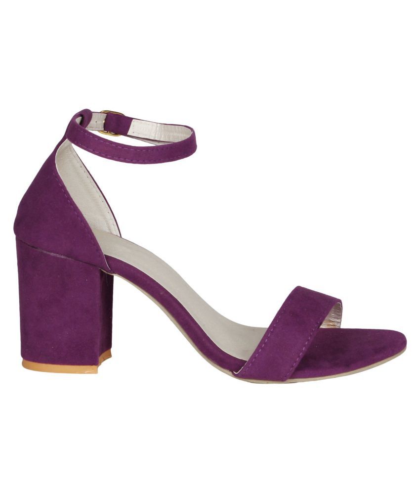 SHOFIEE Purple Block Heels Ankle Strap Trendy sandal Price in India ...