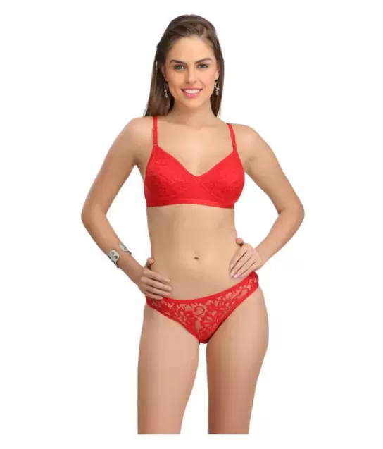 Selfcare Set Of 2 Padded Bra & Panty Set In Pink & Red at Rs 599