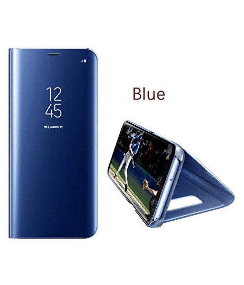 Vivo Y91 Flip Cover by BeingStylish Blue Kickstand Mirror