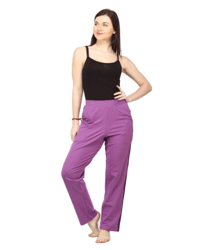     			Ess Emm Clothing Cotton Lycra Trackpants - Purple