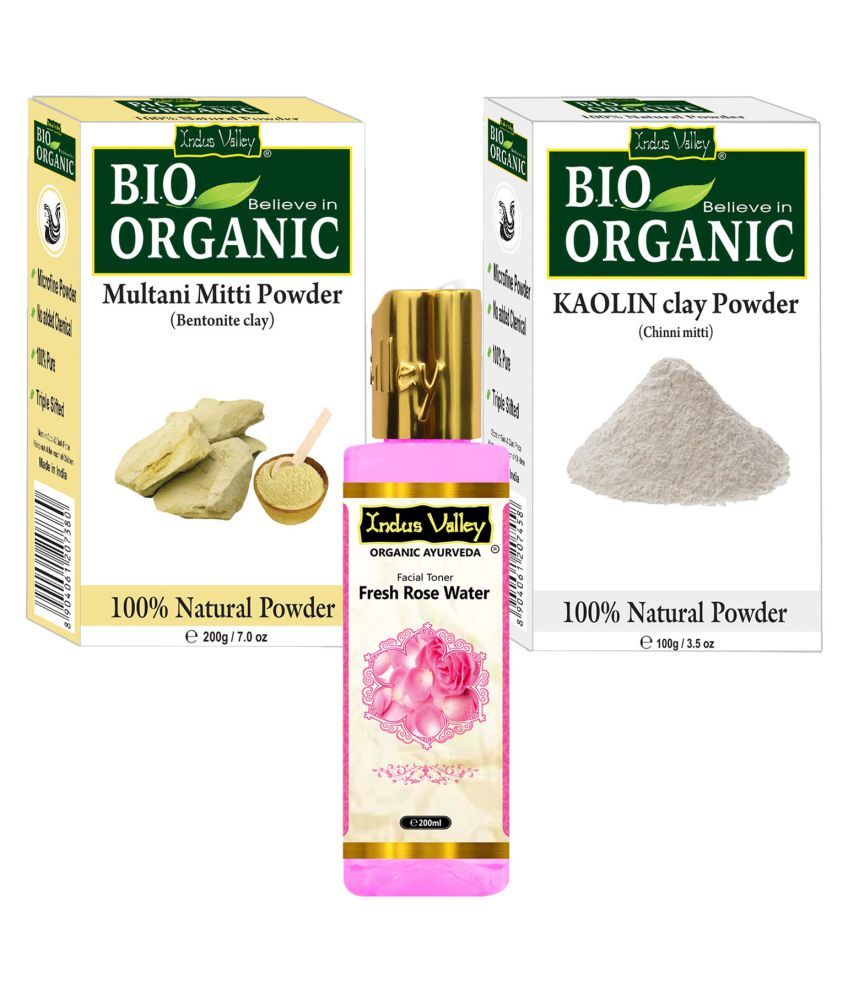 Indus Valley Organic Multani Mitti, Kaolin Clay with Rose Water Face