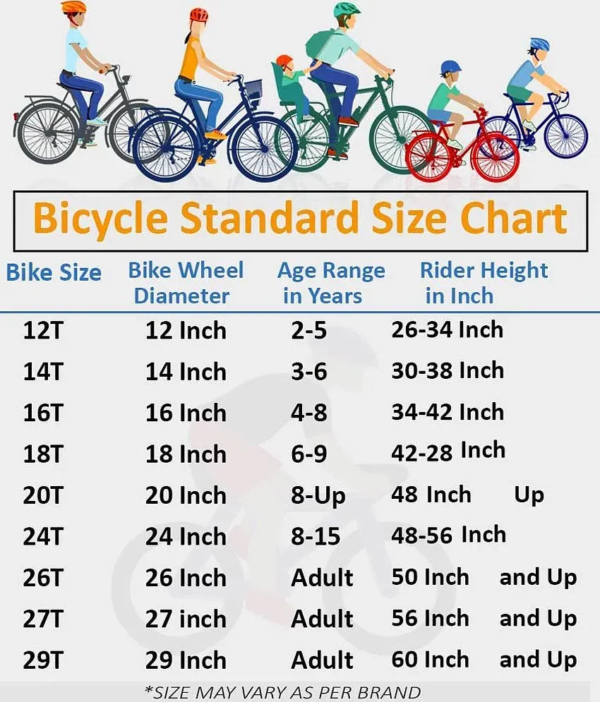 Adult size bike online chart