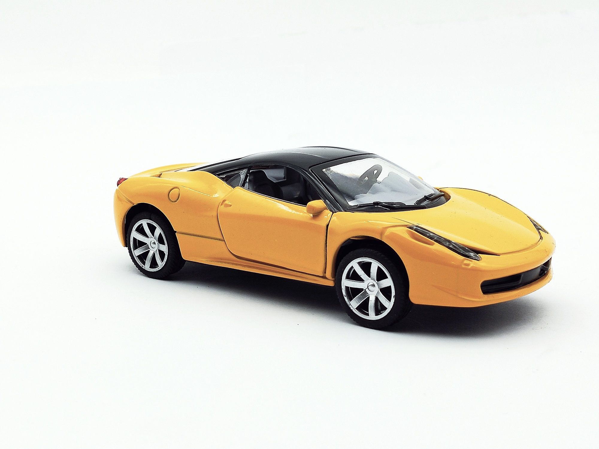 Yellow Ferrari Metal Car Toy with Openable Doors and Light and Sound