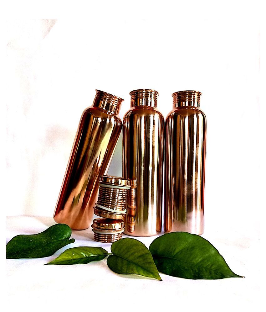 New raj enterprises Plain copper bottle set of 3 Brown 1000ML ml Copper Water Bottle Set of 3