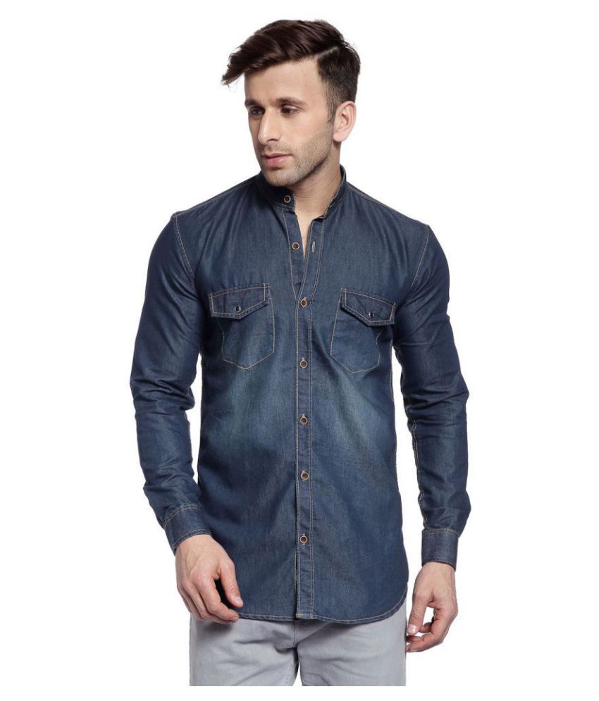     			Hangup 100 Percent Cotton Slim Fit Solids Men's Casual Shirt - Blue ( Pack of 1 )