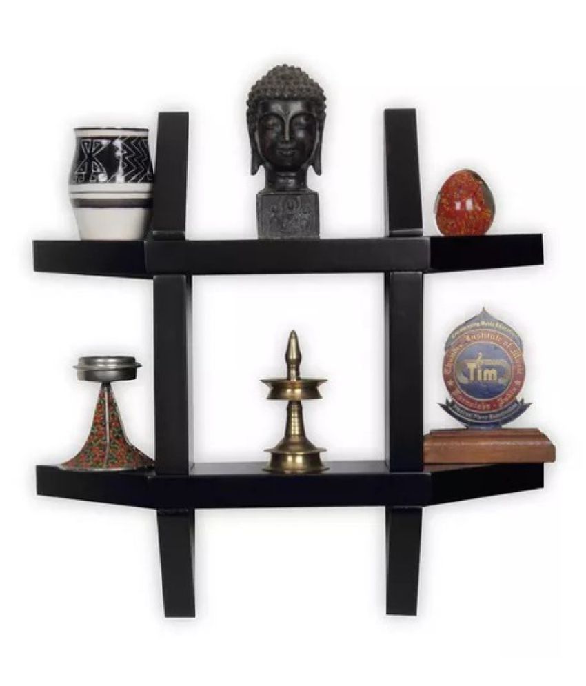 Onlineshoppee Wooden Wall Decor Wall Shelf Rack/Bracket Black
