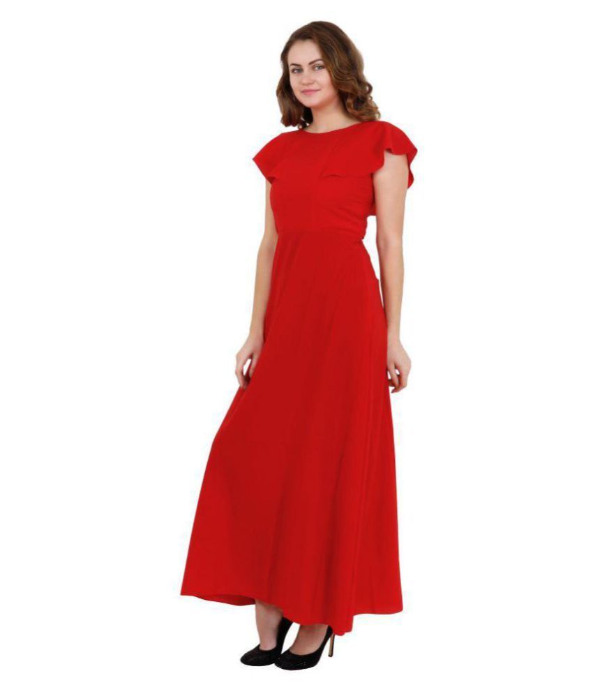 Sht Crepe Red A Line One Piece Long Women Maxi Dress Buy Sht Crepe Red A Line One Piece Long Women Maxi Dress Online At Best Prices In India On Snapdeal