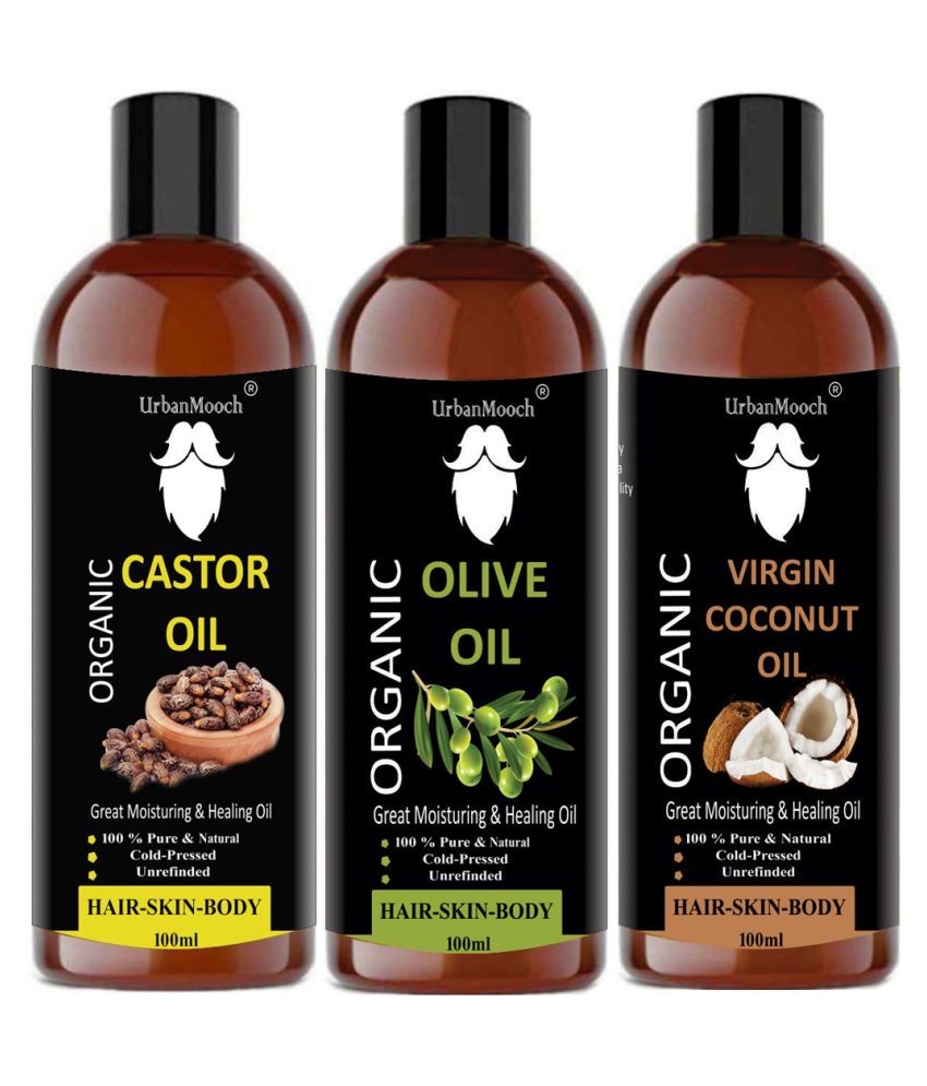     			UrbanMooch 100% Pure & Natural Castor Oil & Olive Oil & Coconut Oil- 300 ml Pack of 3