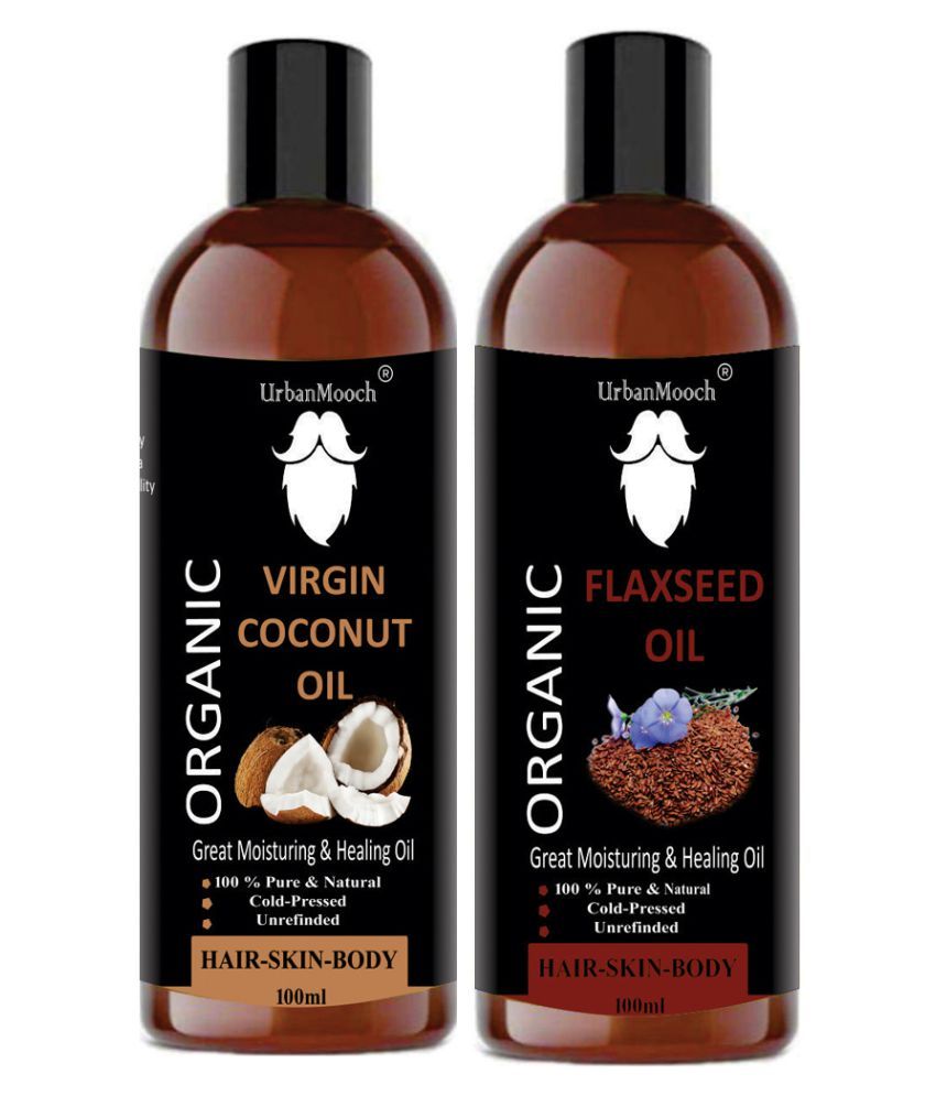     			UrbanMooch 100% Pure & Natural Virgin Coconut Oil & Flaxseed Oil- 200 ml Pack of 2