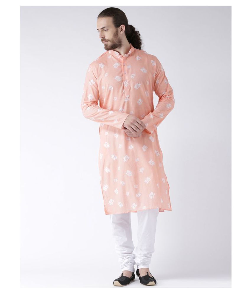     			Deyann Pink Cotton Blend Kurta Pyjama Set