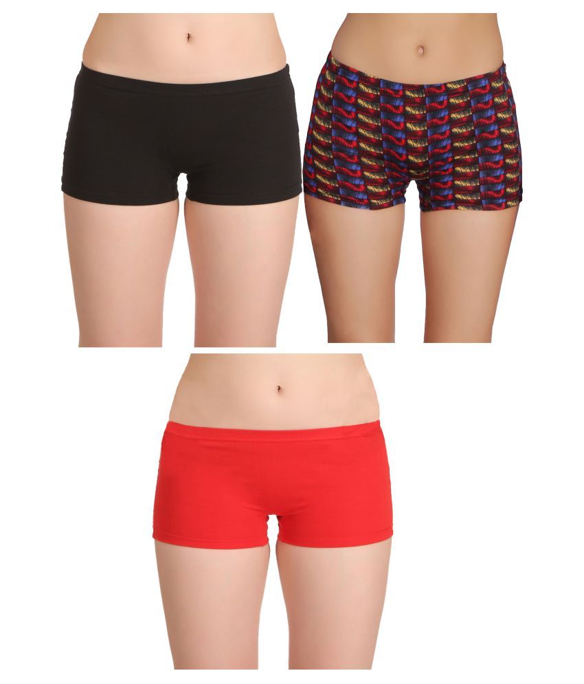     			Selfcare Pack of 3 Cotton Women's Boy Shorts ( Multi Color )