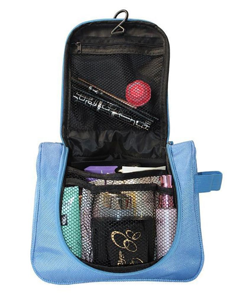     			House Of Quirk Blue Toiletry Bag with Hanging Hook Organizer