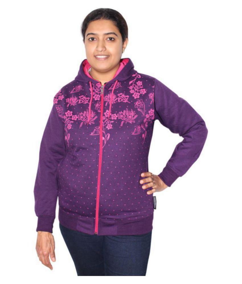 Goodluck Cotton Purple Hooded Sweatshirt